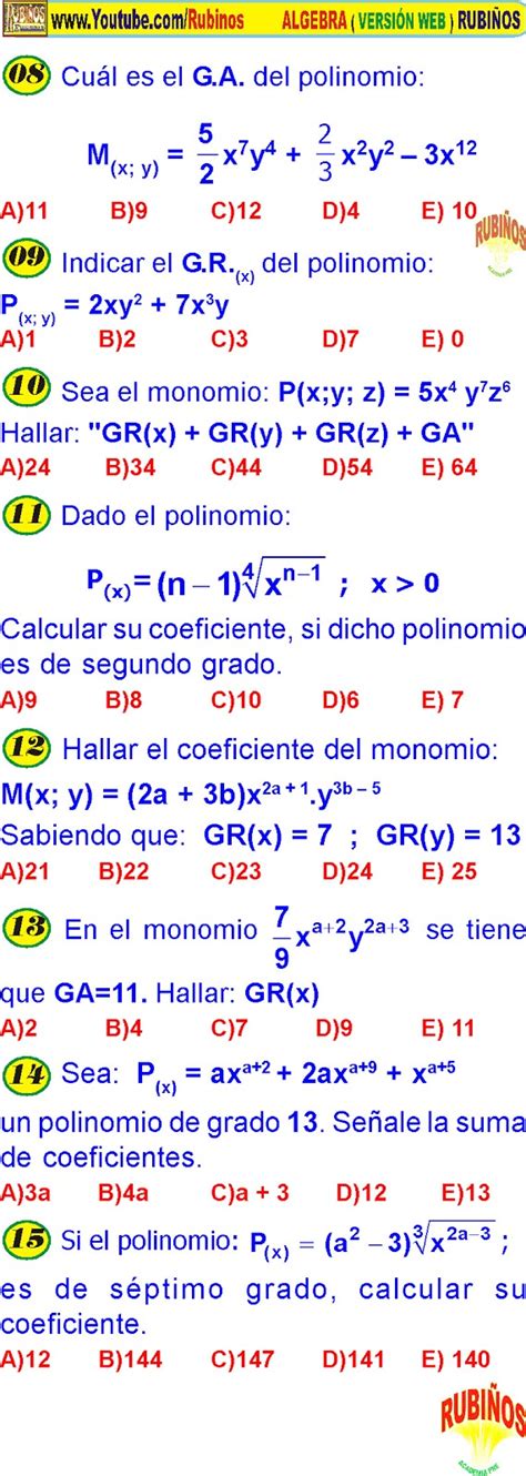 Grados De Un Polinomio Problemas Resueltos