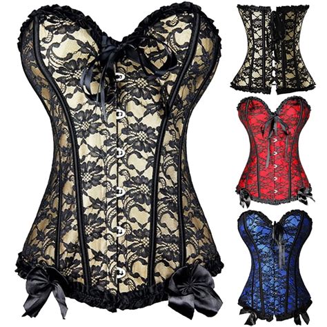 Miss Moly Womens Vintage Floral Overbust Corset Lace Up Bustier