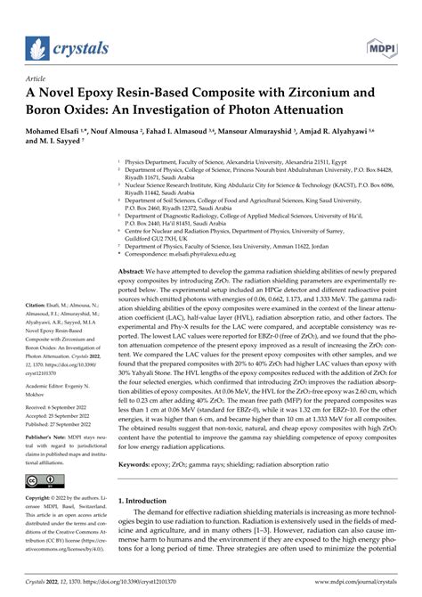 Pdf A Novel Epoxy Resin Based Composite With Zirconium And Boron
