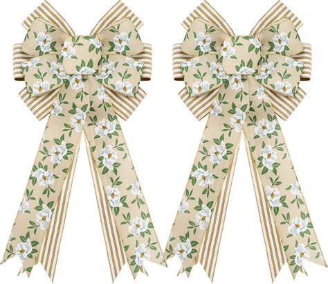 Amazon Hying 2PCS Spring Flower Bows For Wreath Burlap White