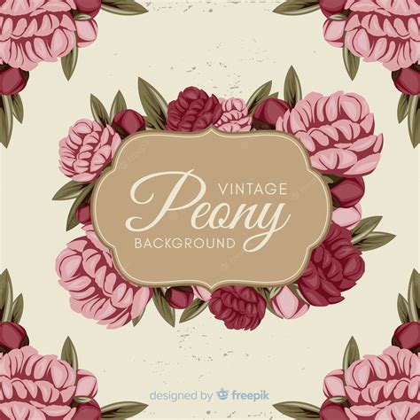 Free Vector Vintage Peony Flower Background