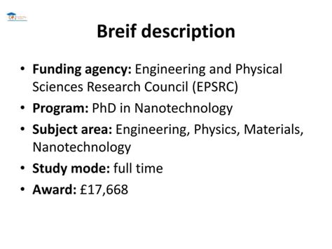 Fully Funded Scholarship At EPSRC For PHD 2023 Pptx