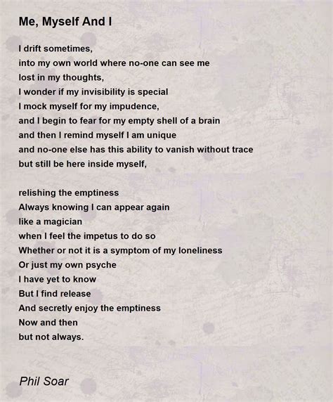 Me, Myself And I Poem by Phil Soar - Poem Hunter