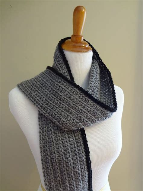 Free Crochet Pattern Outline Ribbed Scarf Crochet Mens Scarf