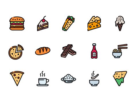 Food And Beverage Icon Set Filled Line Style By Taufik Ramadhan On Dribbble