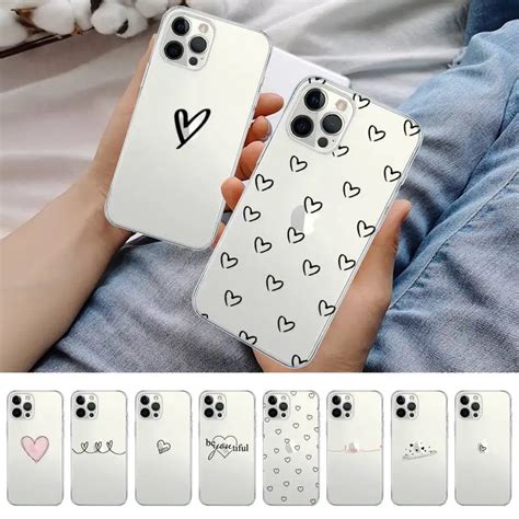 Love Heart Clear Phone Case For Iphone 11 12 13 Mini Pro Xs Max 8 7 6