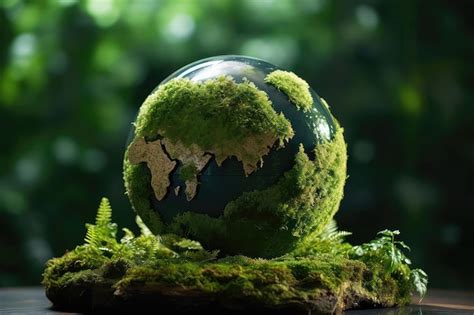 Premium Photo Globe On Moss In Forest Illustrating Environmental