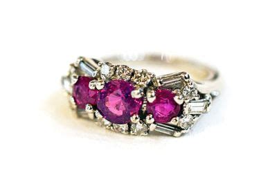 Vintage Pink Sapphire and Diamond Ring