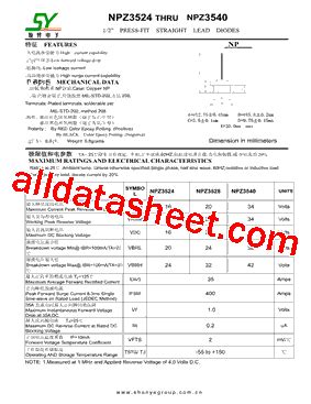 NPZ3524 Datasheet PDF Shunye Enterprise