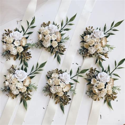 Ivory Flower Corsage Floral Wrist Corsages Greenery Wrist Corsages