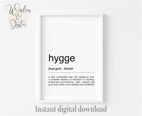 Hygge Definition Print Wall Art Hygge Poster Definition Print