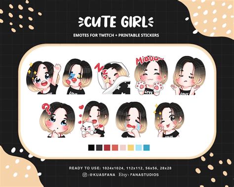 Cute Black Blonde Hair Girl Emotes For Twitch Etsy