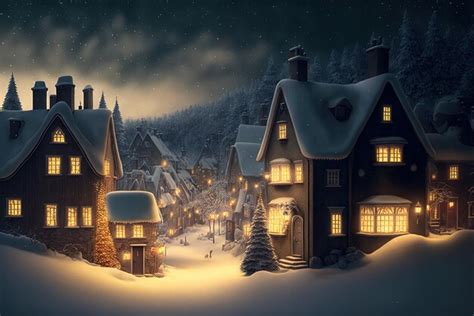 Premium Photo | A Christmas Town at Night