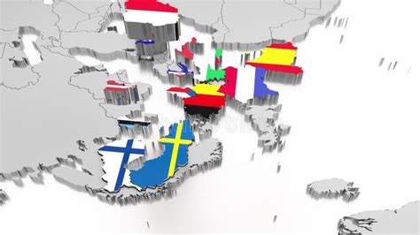 European Union Countries And International Flags K Animation Stock