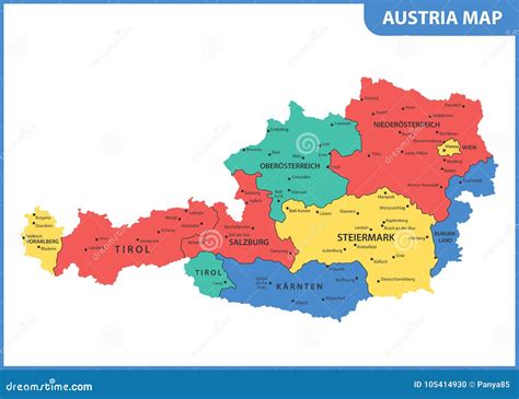 O Mapa Detalhado Da Ustria Regi Es Ou Estados E Cidades Capital