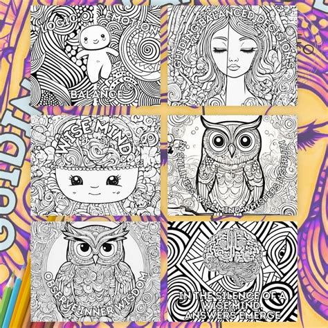 Wise Mind Coloring In Pages Dbt Activity Mindfulness Etsy