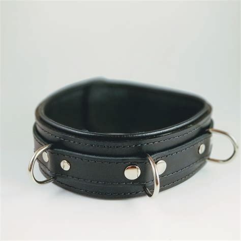 Genuine Black Leather 25 Inch Collar Triple Layer Bdsm Collar Store