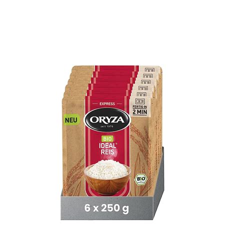 ORYZA Bio Express Ideal Reis 6x250g schonend gedämpfter Langkorn