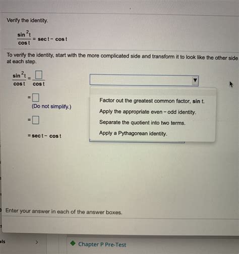 Solved Verify The Identity Sin T Sect Cost Cos T To Chegg