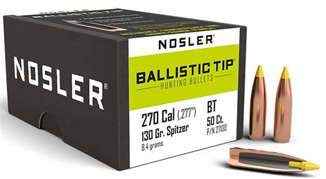 Nosler Expansion Tip 270 Caliber 130 Grain 277 Spitzer 50 Count Store Triggers And Bows