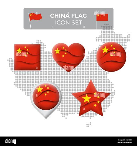 Los Iconos De La Bandera De China Se Establecen En Forma De Cuadrado