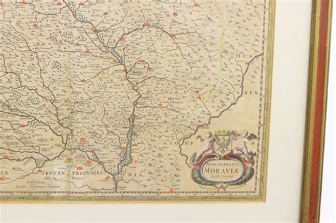 Lot Vintage Map Of Moravia Marchionatus Moraviae Hondius