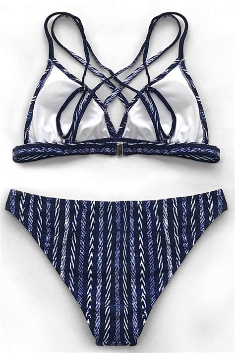 Strappy sein Marine und Weiß Bikini