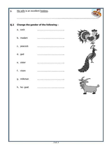 A2zworksheetsworksheet Of Noun Gender Grammar English