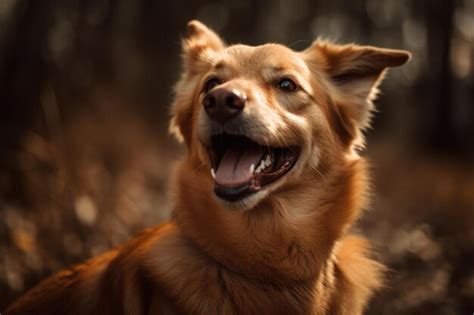 Premium Photo Portrait Of Happy Dog Wagging Its Tail And Showing Its