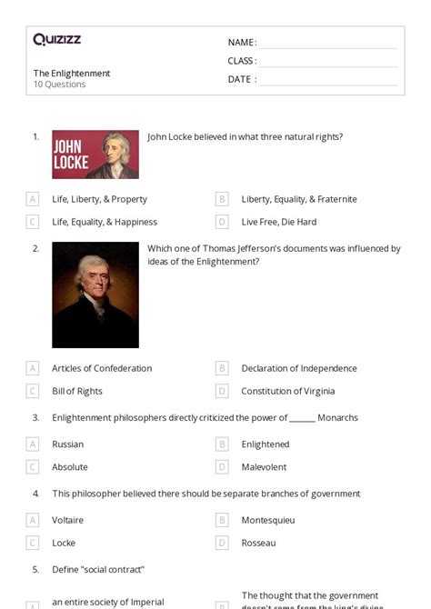 50 The Enlightenment Worksheets For 10th Grade On Quizizz Free And Printable