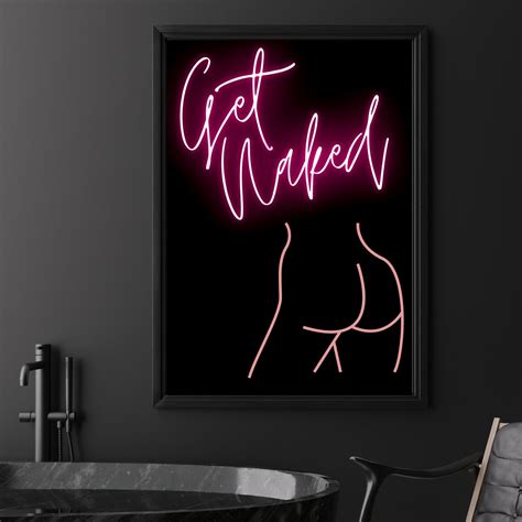 Art Print Get Naked Digital Art Print Neon Wall Art Etsy