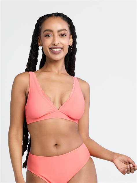 Time And Tru Women S And Women S Plus Scalloped Bikini Top Sizes S X