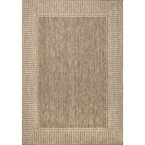 NuLOOM Asha Simple Border Light Brown 6 Ft 7 In X 9 Ft Indoor