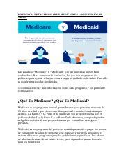 DIFERENCIA ENTRE MEDICARE Y MEDICAID EN LOS SERVICIOS DE SALUD Docx