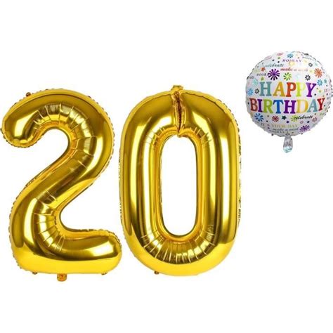 Ballon Anniversaire 20 Ans U2022 Xxl Ballon Géant Set 101Cm 45 Cm