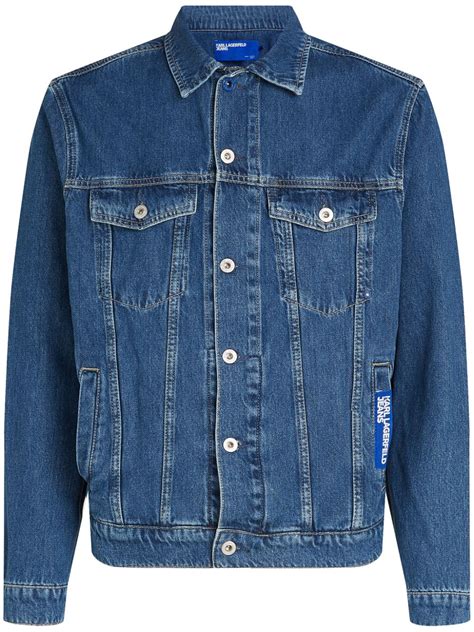 Karl Lagerfeld Jeans Logo Patch Denim Jacket Blue Farfetch Uk