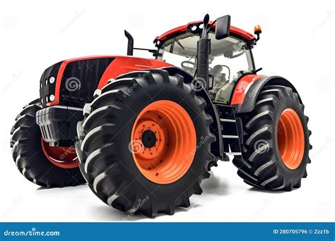 Red And Black Colored Contemporary Argicultural Tractor With Orange