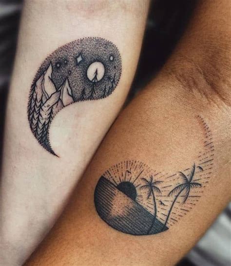 Two People With Matching Tattoos On Their Arms