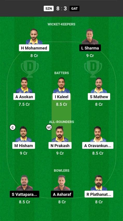 SZN Vs GAT Dream11 Prediction In Hindi Dream11 Team Fantasy Cricket