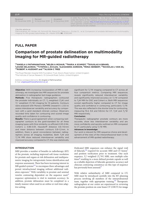 Pdf Comparison Of Prostate Delineation On Multimodality Imaging For