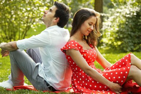 Couple In Love Lying On The Grass In The Park Stock Image Image Of Park Girl 63206403