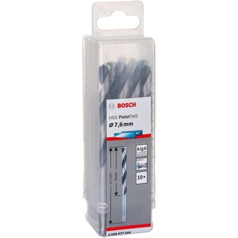 Bosch Professional 10X Forets Hélicoïdaux Hss Pointteq Pour Métal 7 6