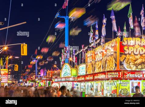 Rides and food stands at the annual Toronto CNE (Canadian National ...