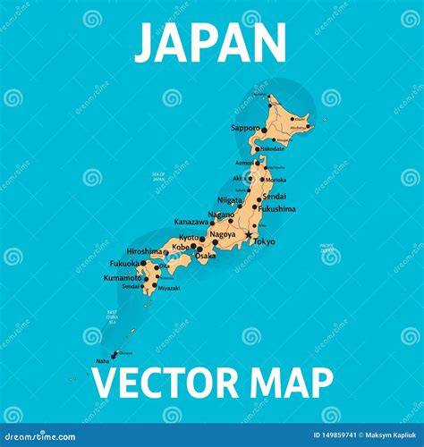 Vector Map Of Japan With Cities And Roads On Separate Layers Stock