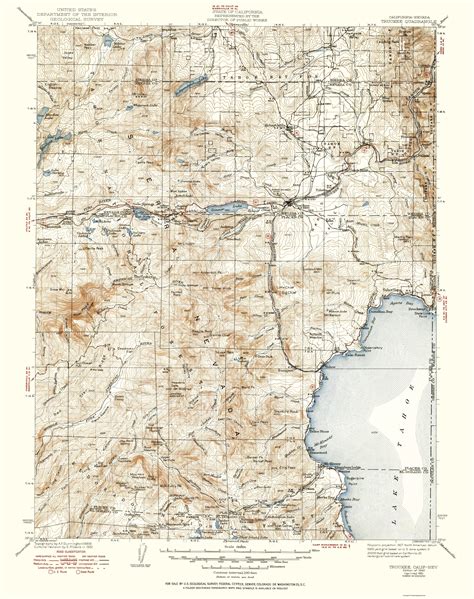 Topo Map Truckee California Quad Usgs 1940 2300 X 2907 Matte Canvas