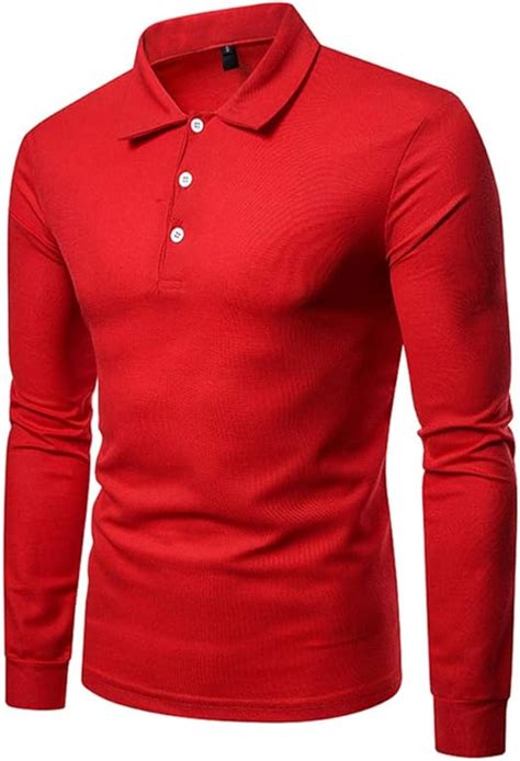 PRJN Poloshirts Herren Basic Langarm Baumwolle Polohemd Golf T Shirt