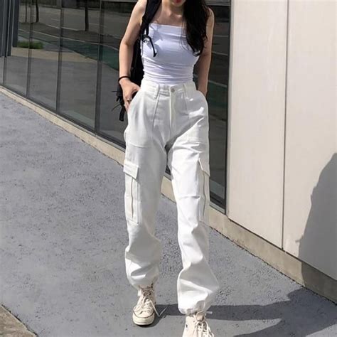 High Waisted Cargo Pants Cargo Pants Women Outfit Streetwear Women