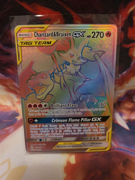 Charizard Braixen Gx Cosmic Eclipse Secret Rare Rainbow