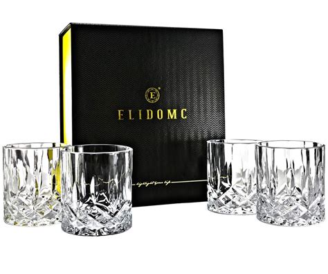 Elidomc Lead Free Crystal Whiskey Glasses Set Of 4 11 Oz Unique