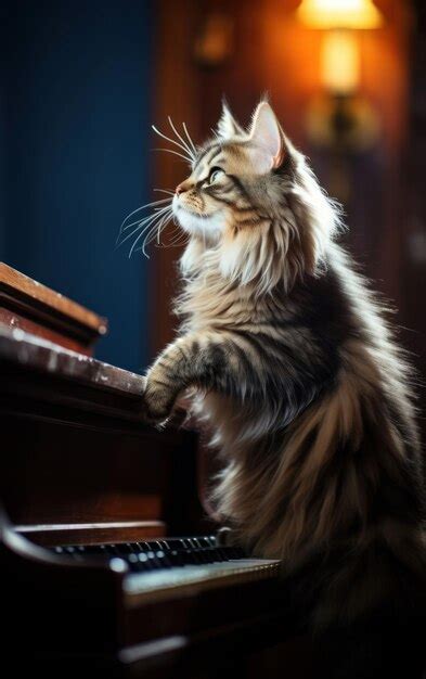 Premium Ai Image Adorable Cat Playing Piano